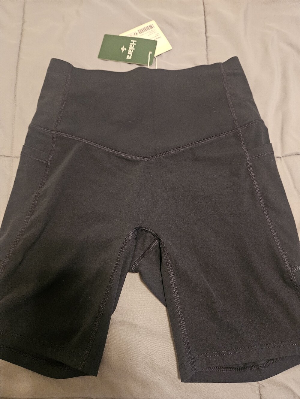 NWT HALARA Black High-Rise Bike Shorts with Wide Waistband